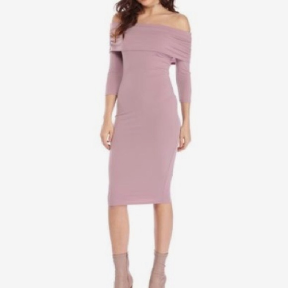 Mauve Off Shoulder Midi Dress Small Windsor S - Picture 1 of 4